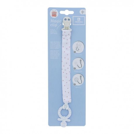 Cadena Chupete Vichy Rosa/Mota