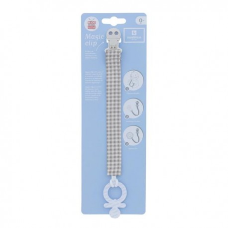 Cadena Chupete Vichy Gris