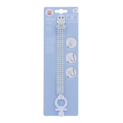 Cadena Chupete Vichy Celeste