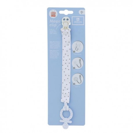 Cadena Chupete Vichy Gris/Mota